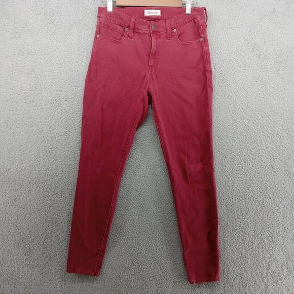 Madewell Denim - Madewell Jeans Womens 30 Red Maroon 9" High Riser Super Skinny Denim Barbiecore